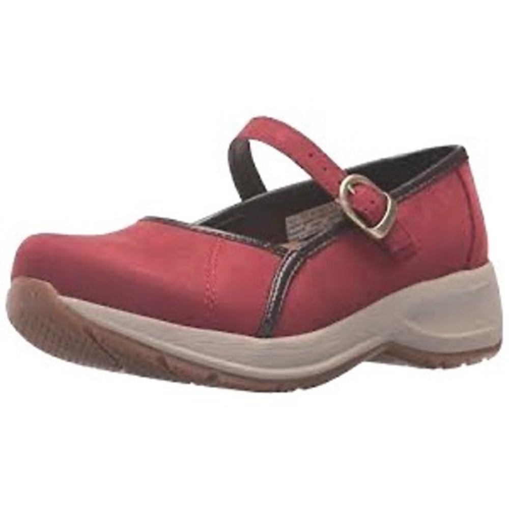 Dansko Steffi Dark Red Milled Nubuck Mary Jane Comfort Clog Shoes Women Size 37